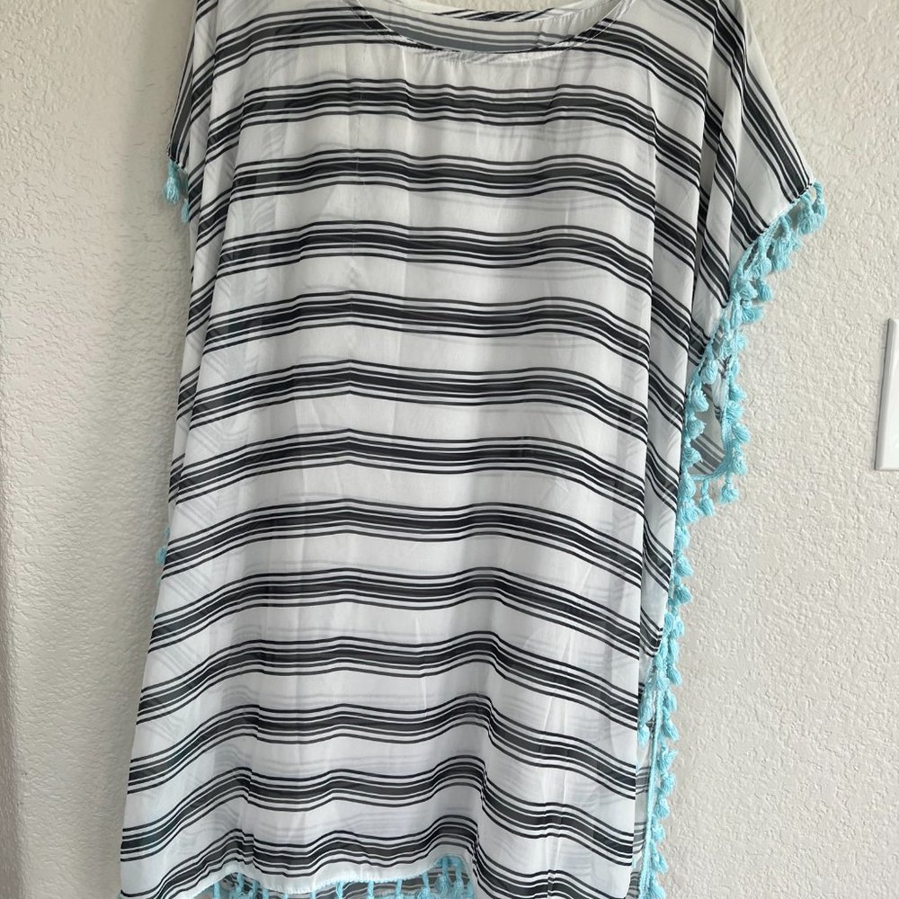 Stripe Chiffon Beach Cover-Up